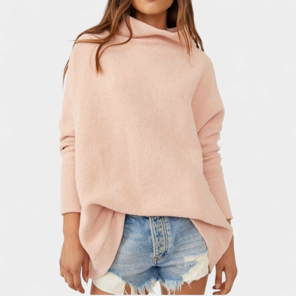 Free People Tops - Free People Ottoman Slouchy Sweater Tunic Sz M Bath Bubbles Pink